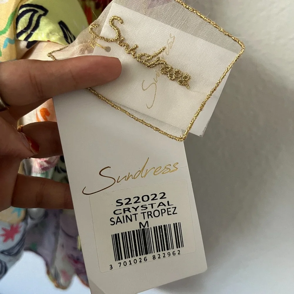 NWT Sundress X Revolve Sz M Crystal Saint Tropez Mini Dress Patchwork Vacation - Picture 6 of 10
